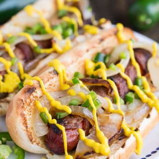 vinaigrette wrapped with jalapenos dogs Hot in onions, hot topped bacon   and bacon  recipe grilled