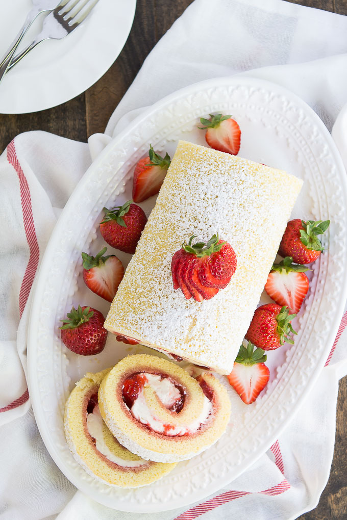 Strawberries and Cream Swiss Roll