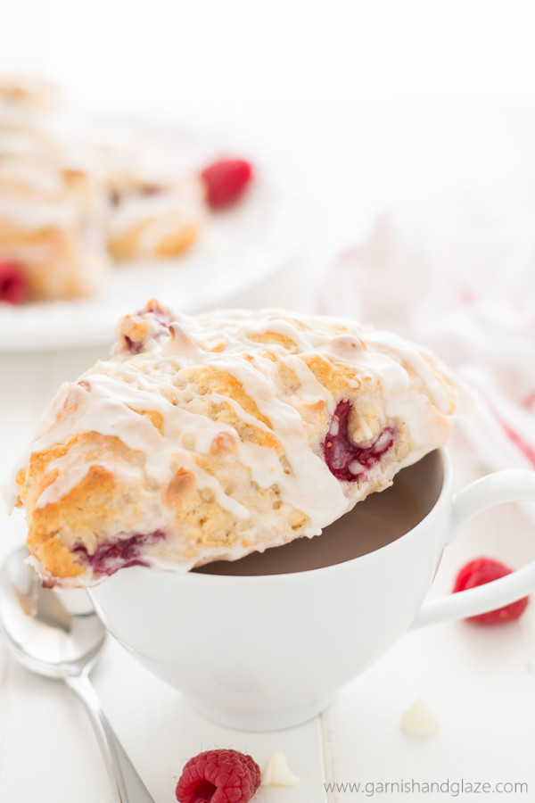 White Chocolate Raspberry Scones Garnish Glaze