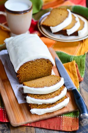 Moist Pumpkin Bread With Cream Cheese Frosting