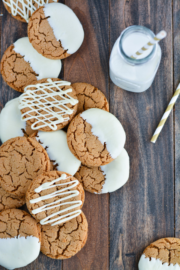 ginger snap cookies dipped in white chocolate