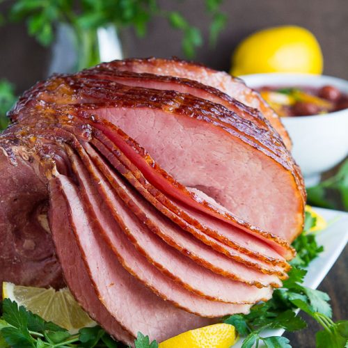 Glazed Ham with Cherry Sauce