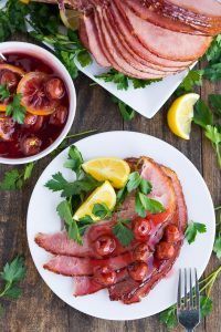 Glazed Ham with Cherry Sauce | Garnish & Glaze