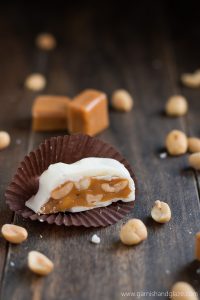 Polar Bear Paws {See's Candies Copycat} are filled with salty roasted peanuts and soft buttery caramel, all coated in sweet white chocolate. Perfect for the holidays!