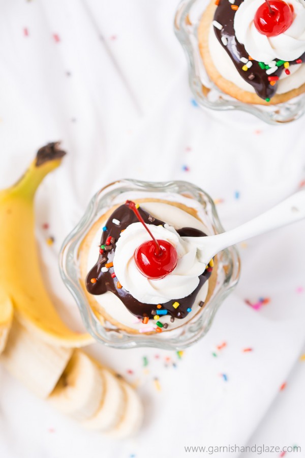 Banana Split Cupcakes - Garnish & Glaze