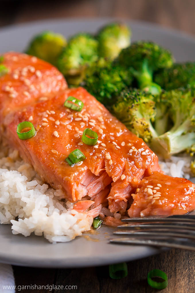 One Pan Sesame Ginger Salmon and Broccoli - Garnish & Glaze