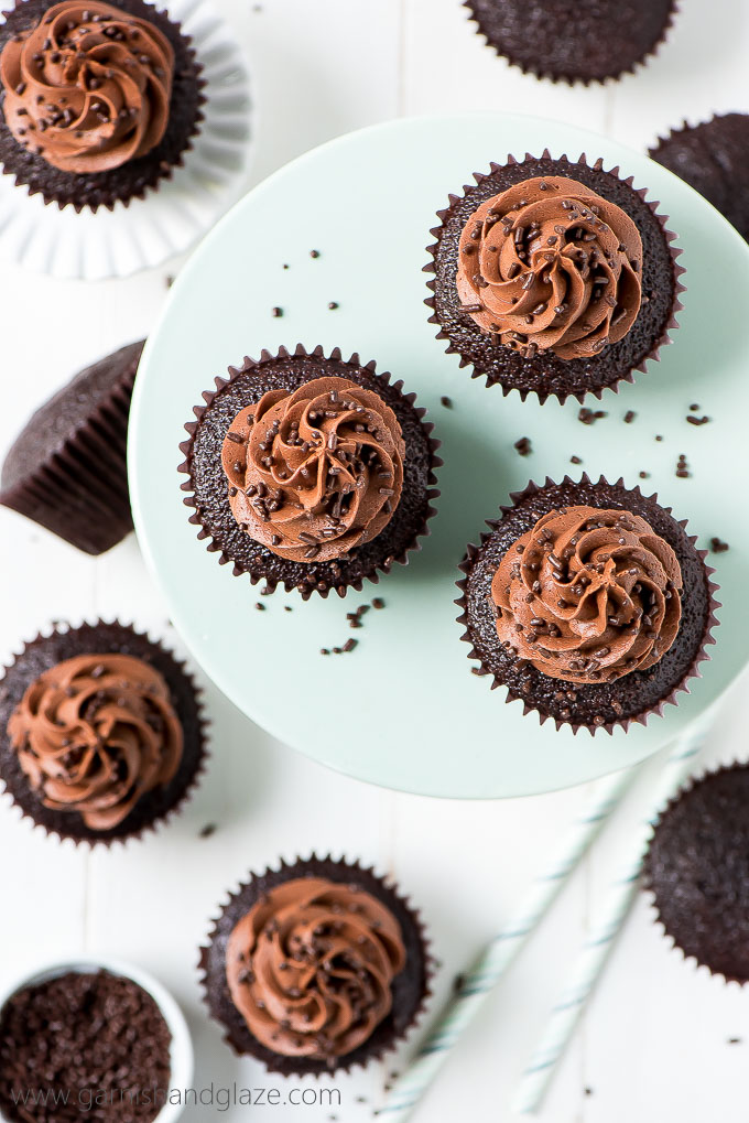 One Bowl Double Chocolate Cupcakes + Giveaway - Garnish & Glaze