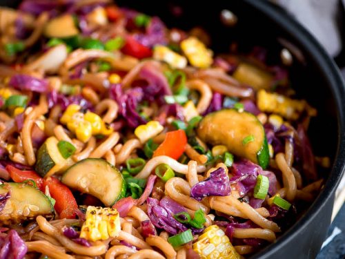 Udon Noodle Vegetable Stir Fry - Garnish & Glaze