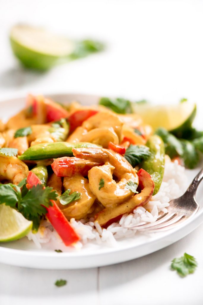 Thai Coconut Curry Shrimp - Garnish & Glaze