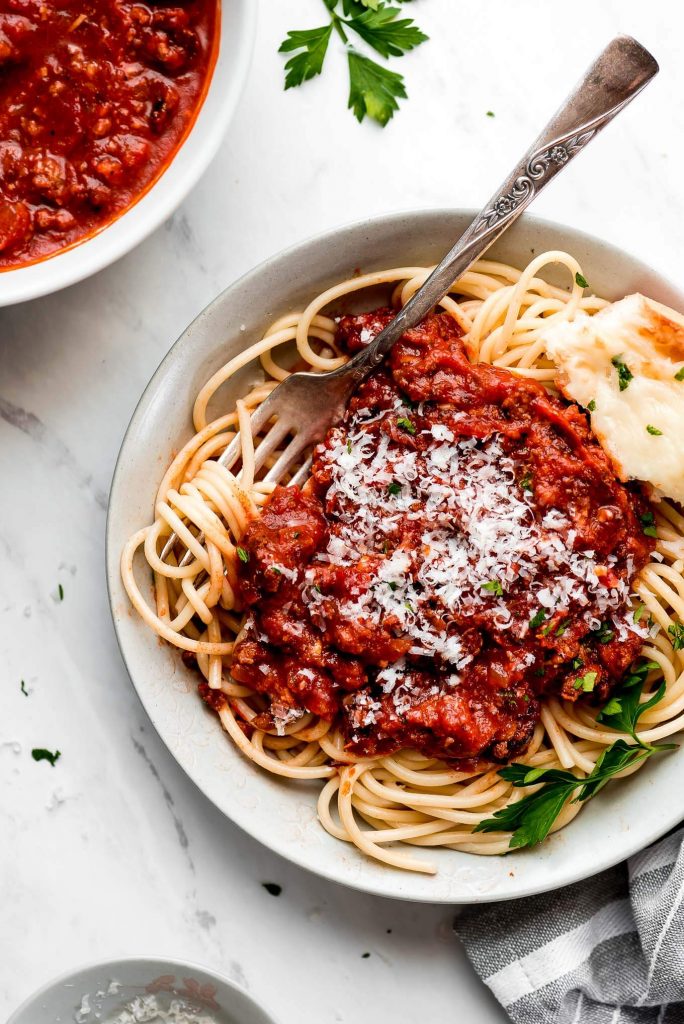 Slow Cooker Spaghetti Meat Sauce - Garnish & Glaze