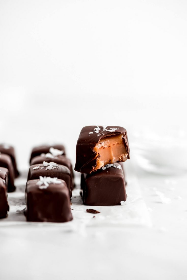 Salted Chocolate Covered Caramels Garnish Glaze