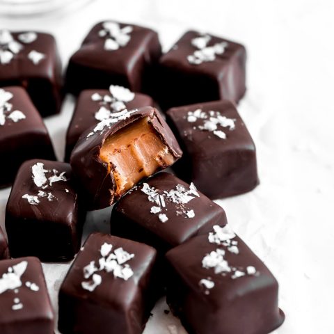 Salted Chocolate Covered Caramels - Garnish & Glaze