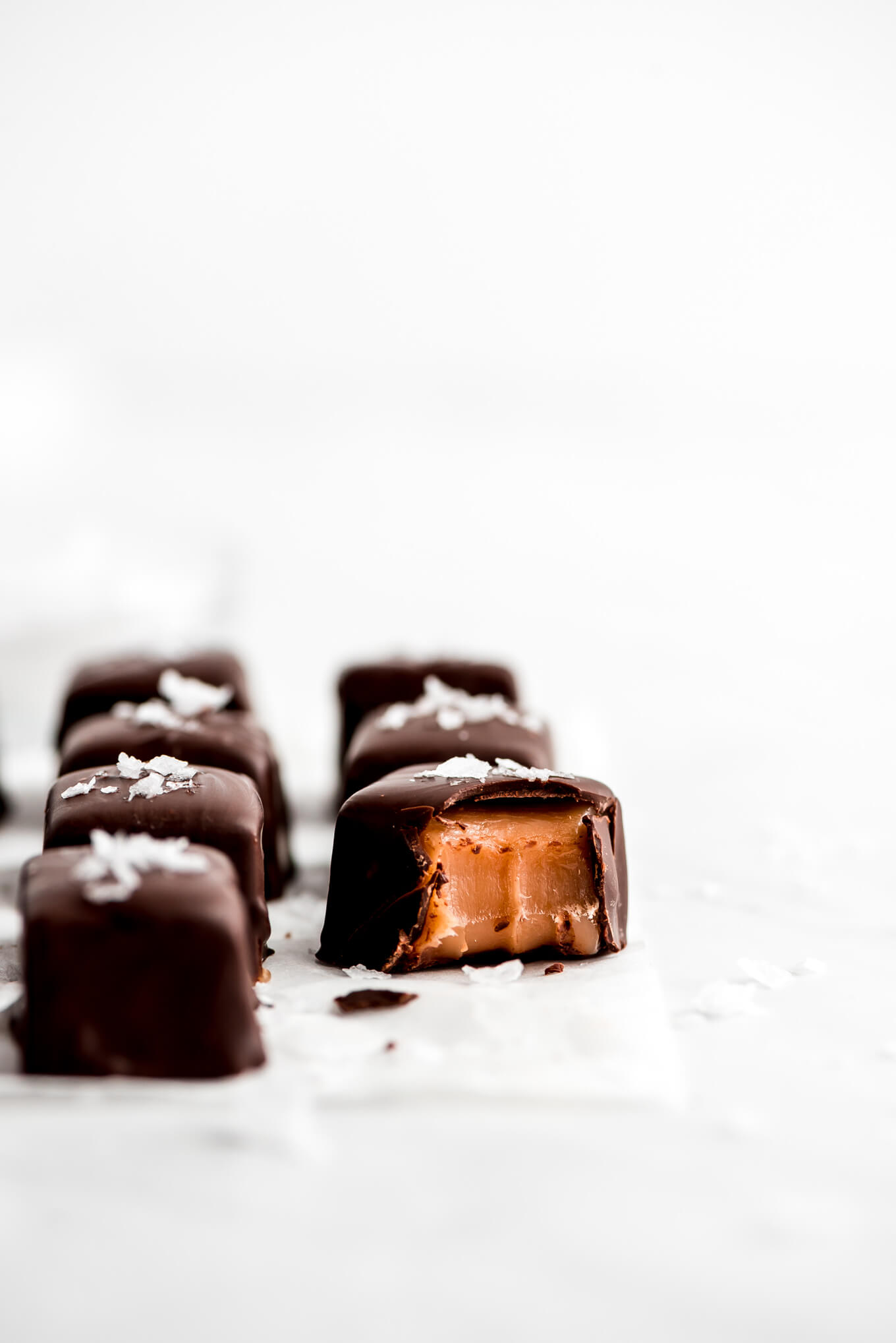 Salted Chocolate Covered Caramels - Garnish & Glaze