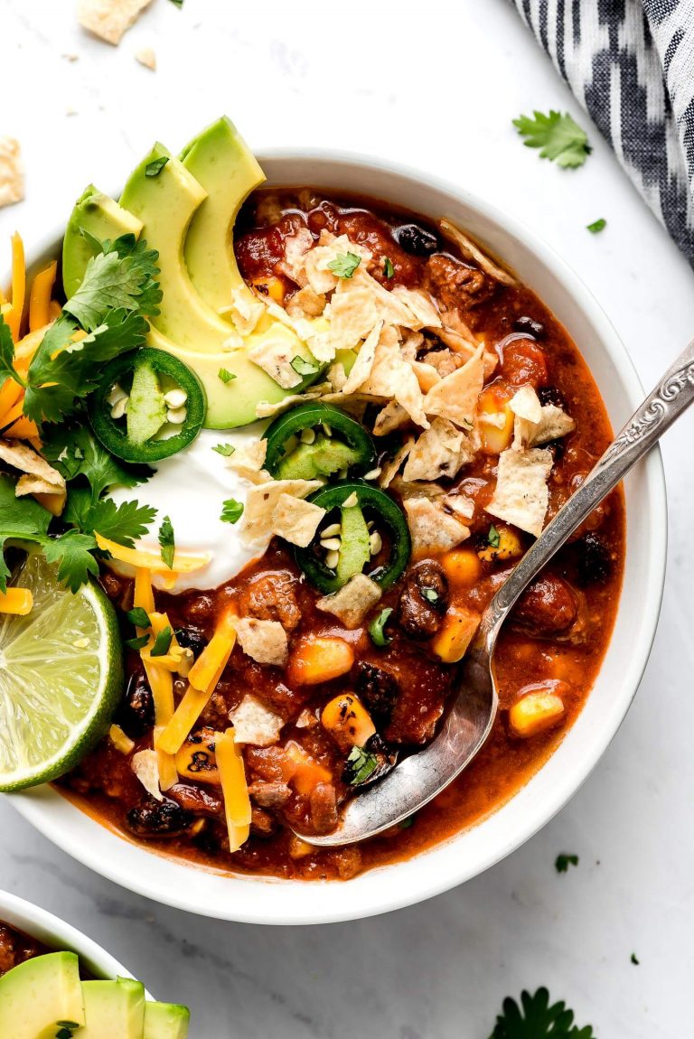 10Ingredient Slow Cooker Taco Soup Garnish & Glaze