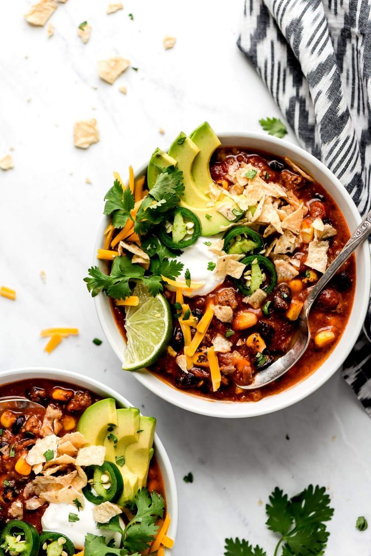 10-Ingredient Slow Cooker Taco Soup - Garnish & Glaze