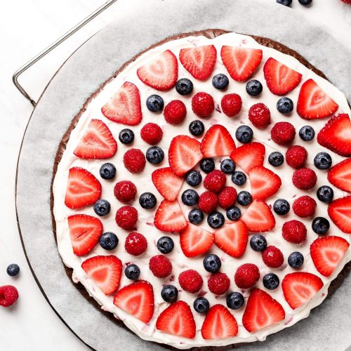 Berry Brownie Pizza - Garnish & Glaze