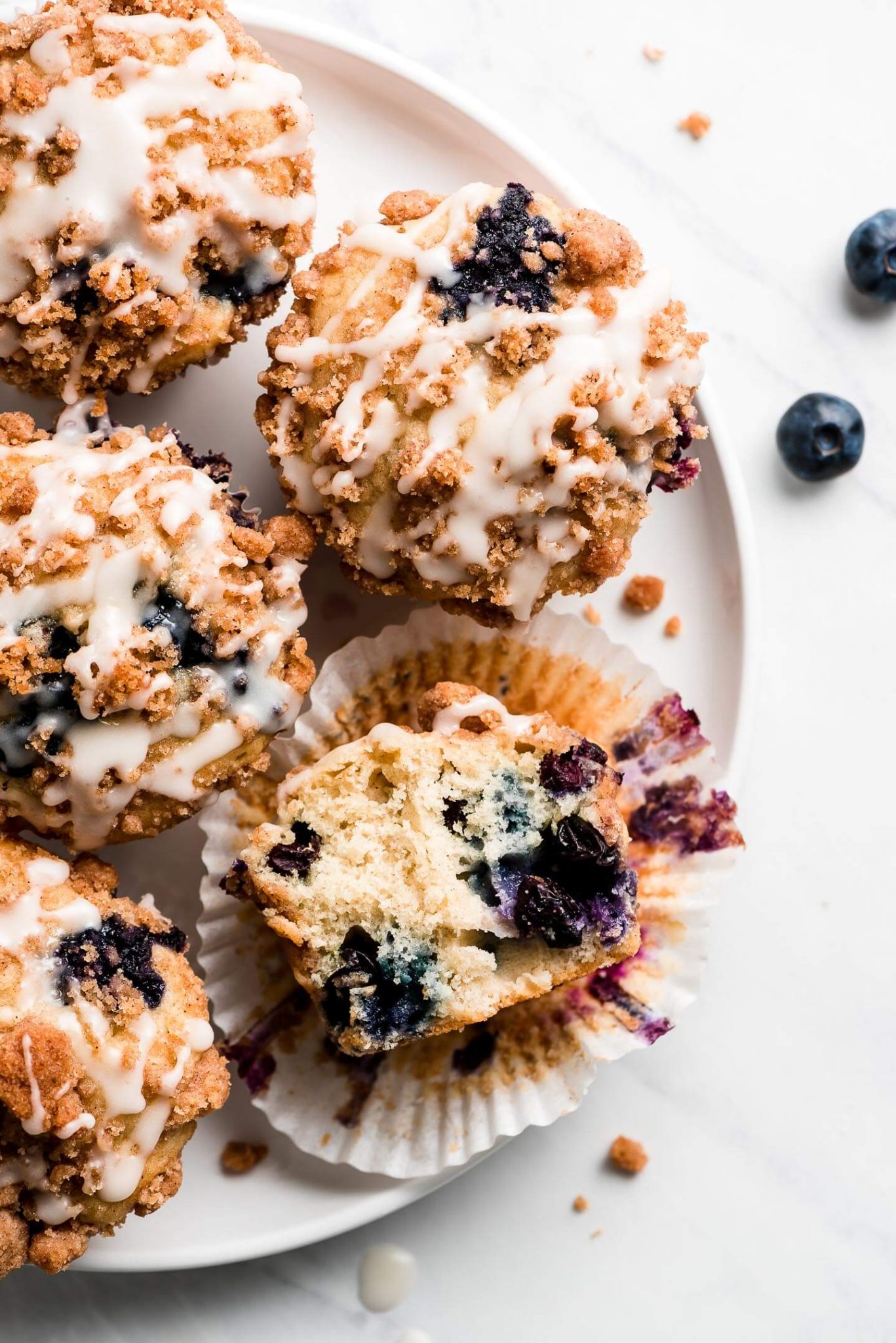 Glazed Blueberry Streusel Muffins - Garnish & Glaze