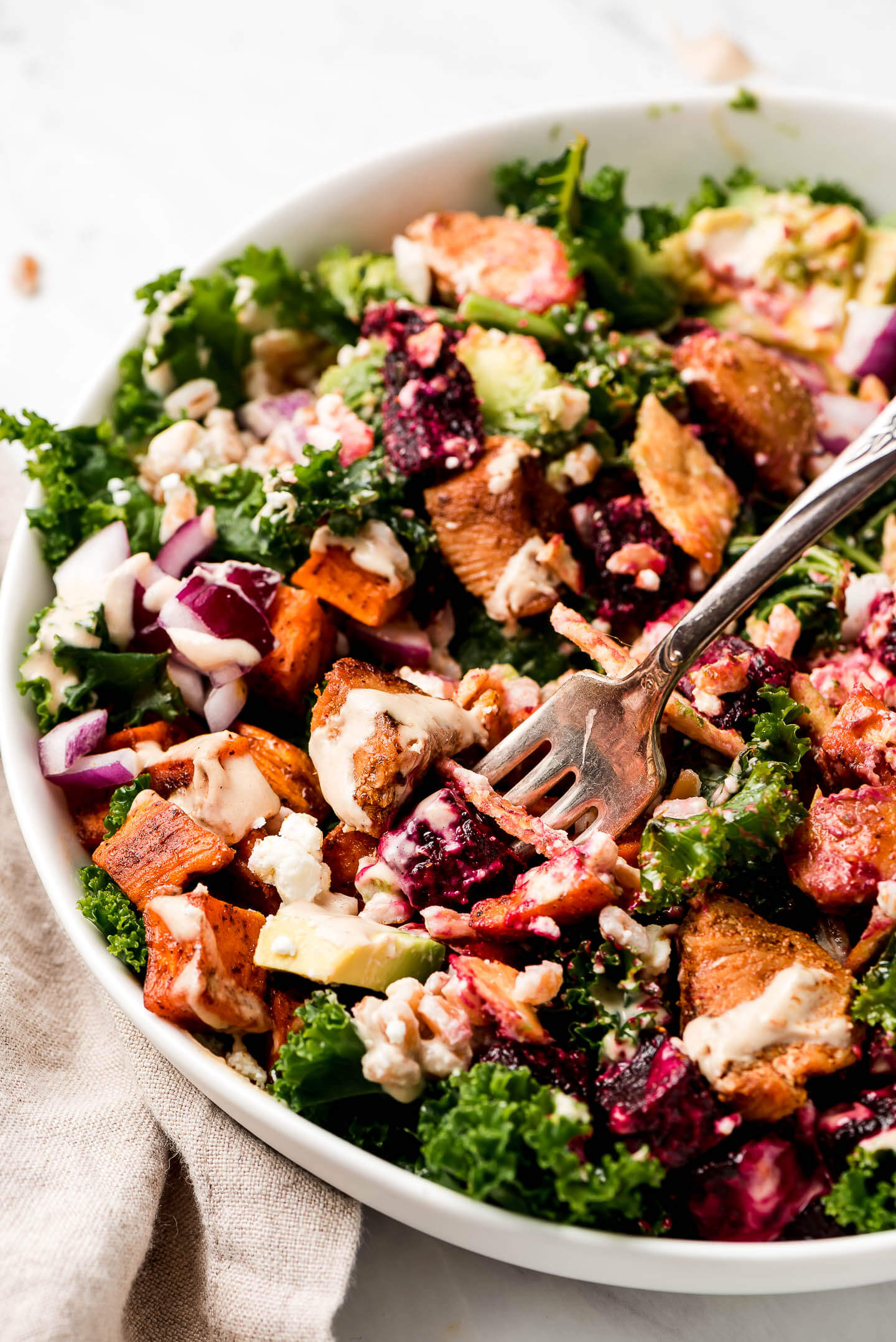 Kale Salad with Roasted Vegetables - Garnish & Glaze