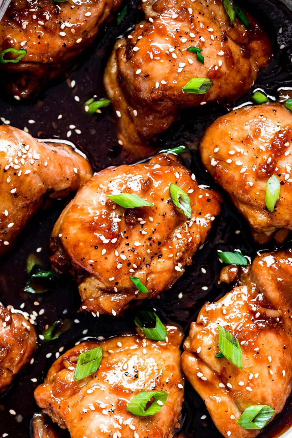 Glazed Teriyaki Chicken Thighs Garnish & Glaze