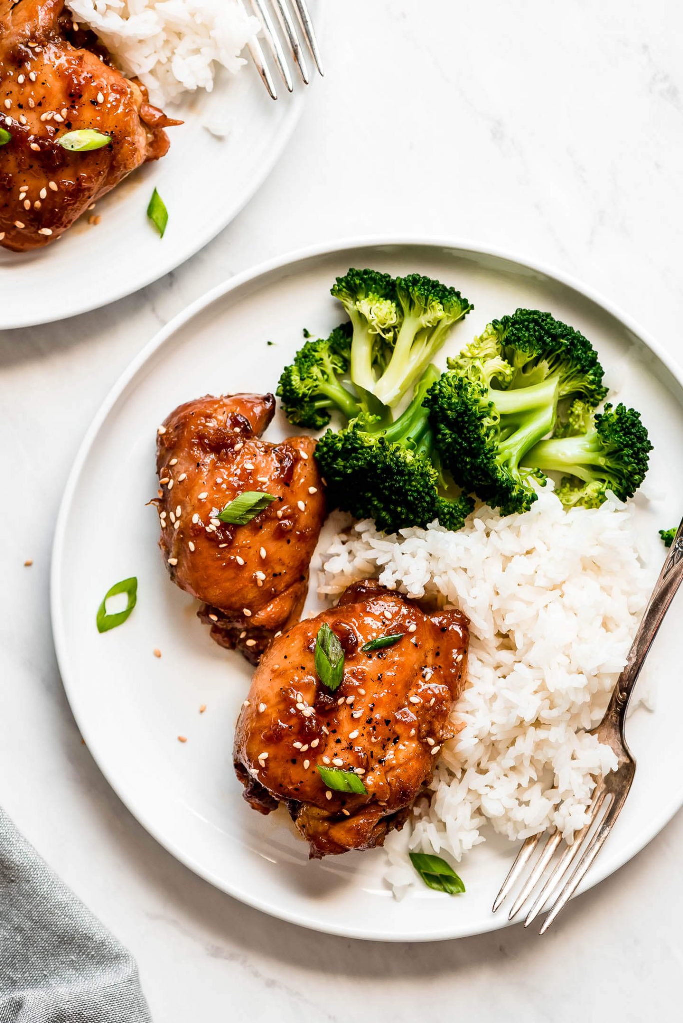 Glazed Teriyaki Chicken Thighs Garnish And Glaze