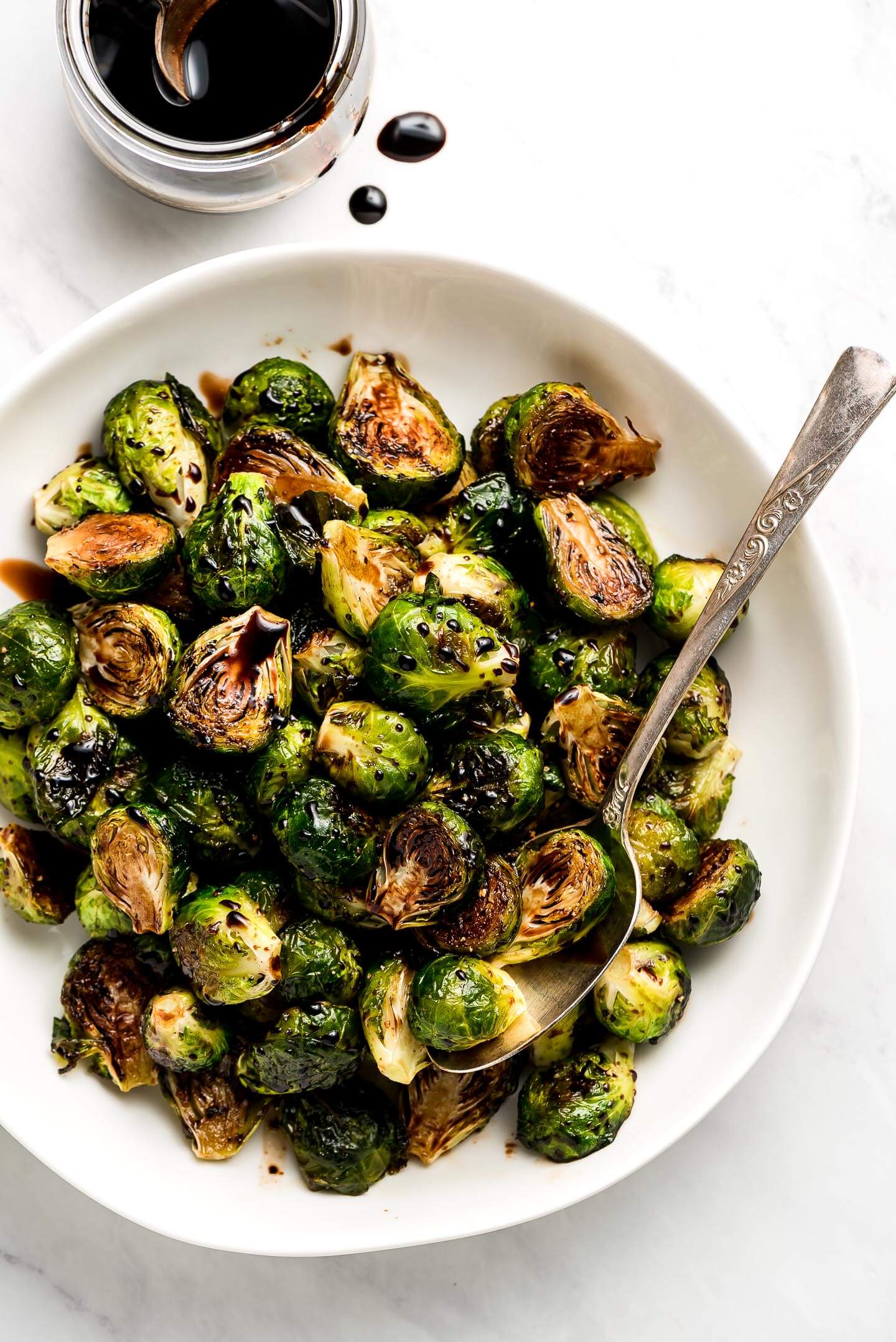 Roasted Brussels Sprouts with Balsamic Glaze - Garnish & Glaze