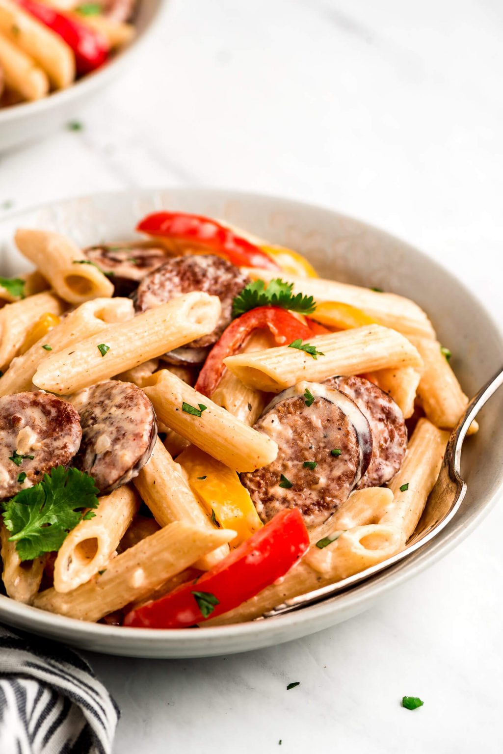 Creamy Cajun Sausage Pasta Garnish And Glaze