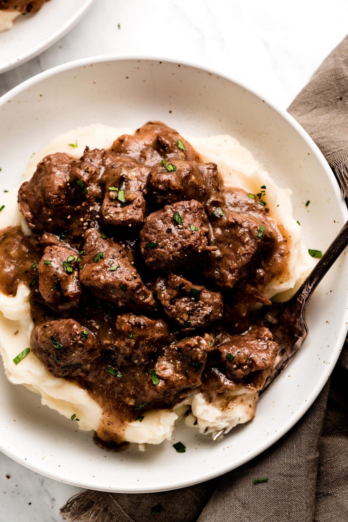 Instant Pot Beef Tips & Gravy Garnish & Glaze