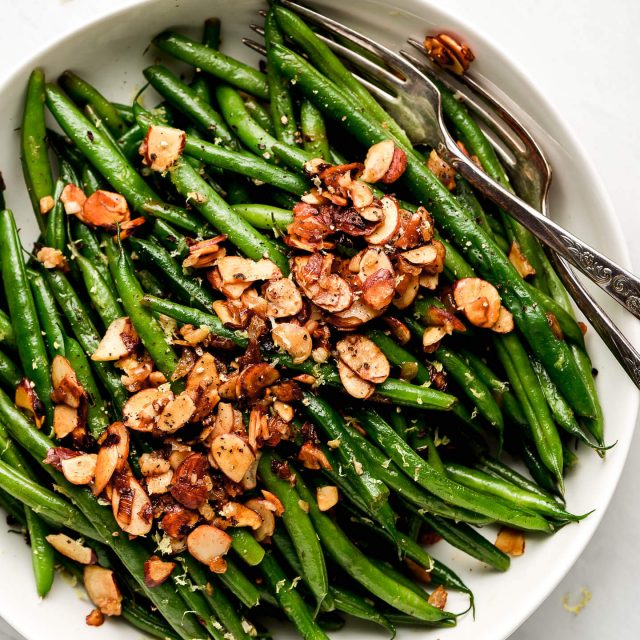 Quick & Easy Green Beans Almondine Garnish & Glaze