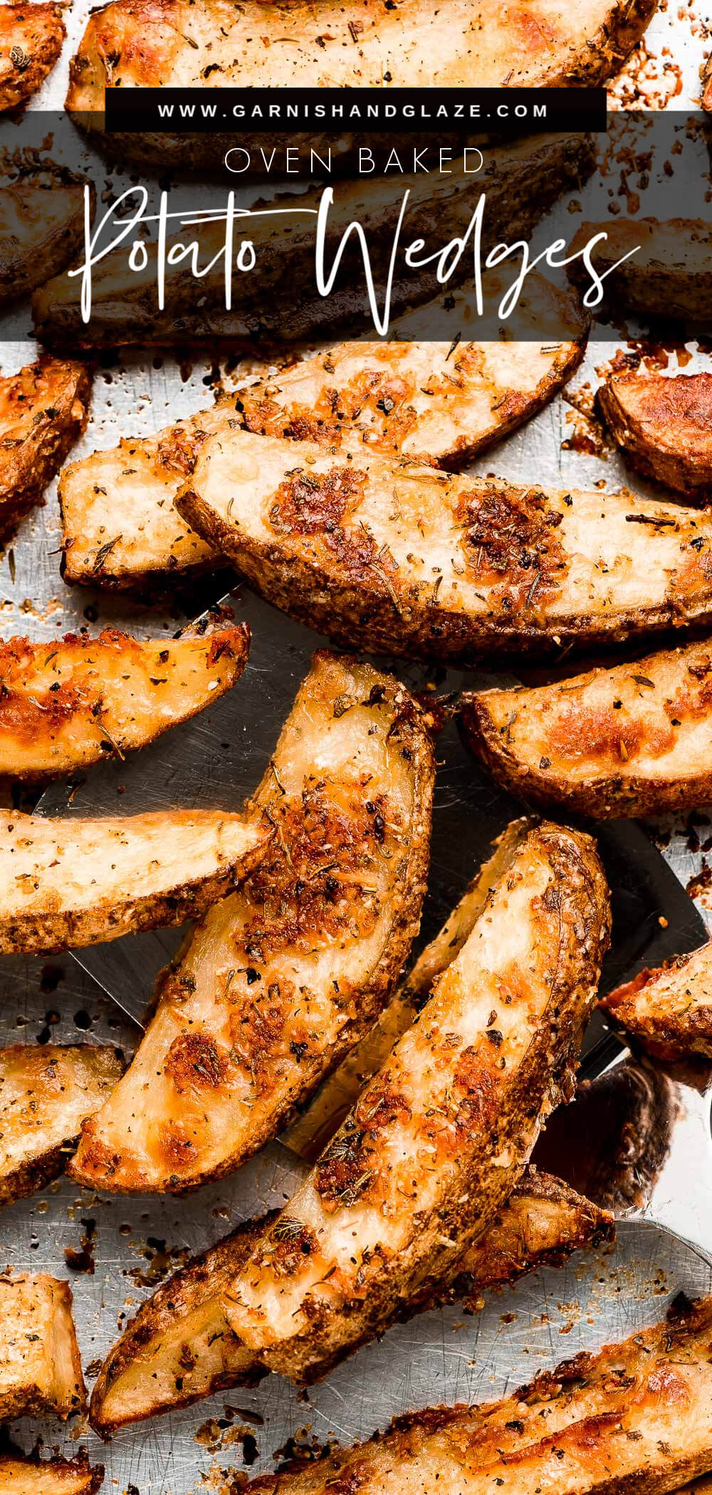 The BEST Crispy Baked Potato Wedges - Garnish & Glaze
